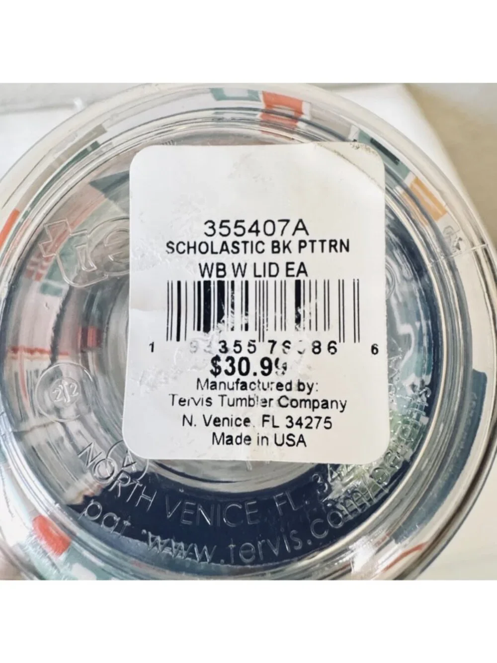 New Tervis Insulated Water Bottle Scholastic Book Pattern Lid 24oz BPA-Free